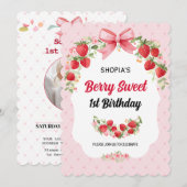 Berry Sweet Einladung zum 1. Geburtstag (Vorne/Hinten)