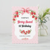 Berry Sweet Einladung zum 1. Geburtstag (Stehend Vorderseite)
