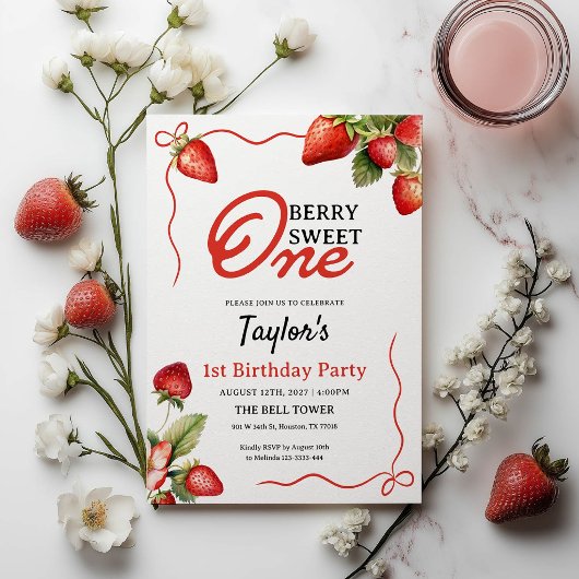 Berry Sweet Einladung zum 1. Geburtstag