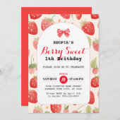 Berry Sweet Einladung zum 1. Geburtstag (Vorne/Hinten)