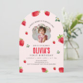 Berry Sweet Einladung zum ersten Geburtstag (Stehend Vorderseite)