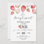 Berry Sweet Einladung zum ersten Geburtstag Vorlag (Vorderseite)