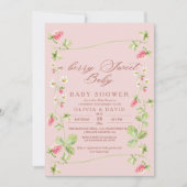 Berry Sweet Elegant Baby Shower Strawberry Einladung (Vorderseite)