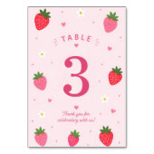 Berry Sweet Erdbeer Geburtstag Rosa Tischnummer (Vorderseite)