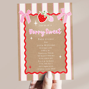 Berry Sweet Erdbeer Kraft Mädchen Baby Shower  Einladung