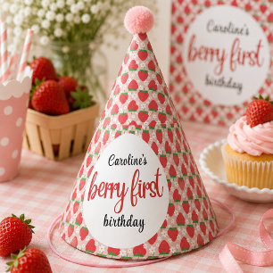 Berry Sweet Erdbeere 1. Geburtstagsfeier Partyhütchen