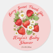 Berry Sweet Erdbeere Baby Dusche Gefallen Runder Aufkleber (Vorderseite)