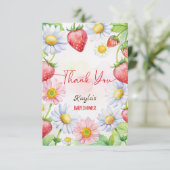 Berry Sweet Erdbeere Babydusche Dankeskarte (Stehend Vorderseite)