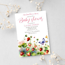 Berry Sweet Erdbeere Babydusche Einladung