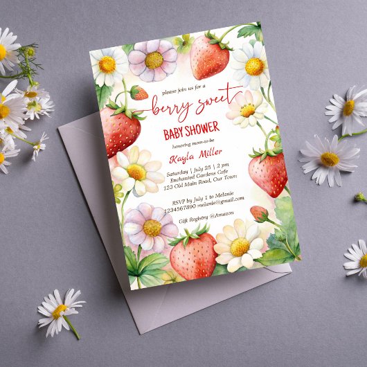 Berry Sweet Erdbeere Babydusche Einladung