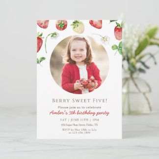 Berry Sweet Erdbeere Foto Geburtstag Einladung