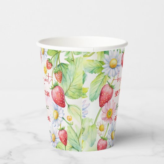 Berry Sweet Erdbeeren Babydusche bedruckt Pappbecher (Rechts)