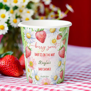 Berry Sweet Erdbeeren Babydusche bedruckt Pappbecher