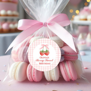 Berry Sweet Erdbeervergnügen Geburtstag Rosa Schle Runder Aufkleber