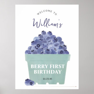 Berry Sweet Erster Geburtstag Begrüßungszeichen 1. Poster