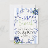 Berry Sweet Face Paint Station Blueberry Sign Einladung (Vorderseite)