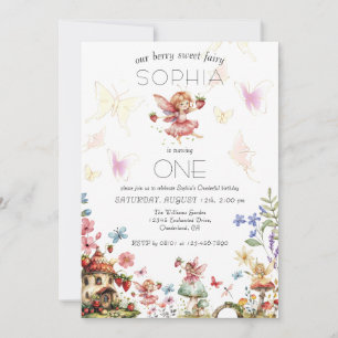 Berry Sweet Fairy Magic Strawberry Garden Geburtst Einladung