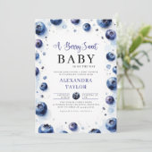 Berry Sweet Farmhouse Chic Blueberries Baby Shower Einladung (Stehend Vorderseite)