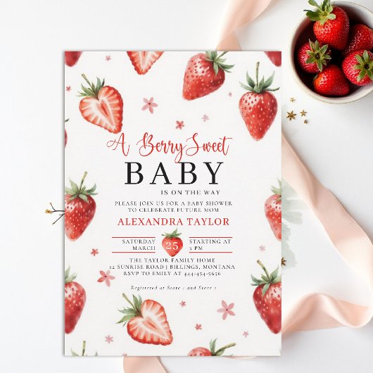 Berry Sweet Farmhouse Chic Watercolor Baby Shower Einladung