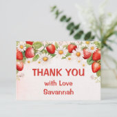 Berry Sweet First Birthday Dankeskarte (Stehend Vorderseite)