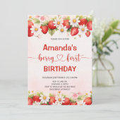 Berry Sweet First Birthday Einladung (Stehend Vorderseite)
