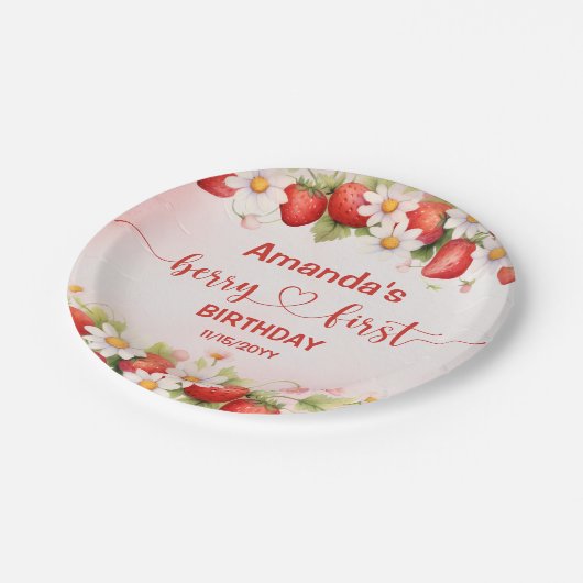 Berry Sweet First Birthday Pappteller (Schrägansicht)