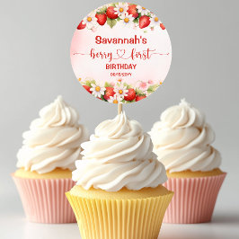 Berry Sweet First Birthday Runder Aufkleber