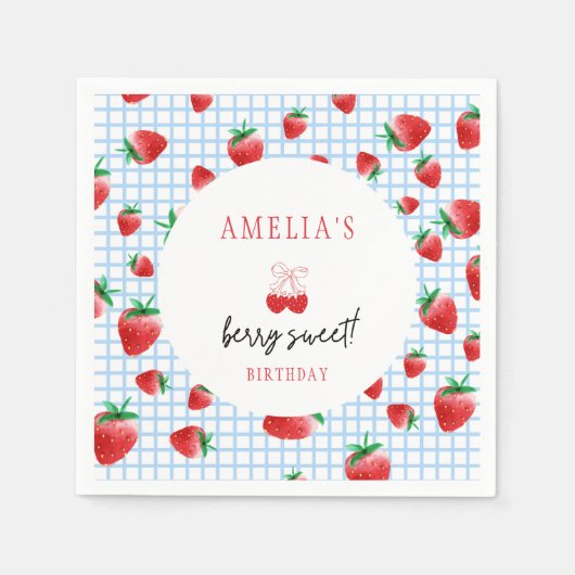 Berry Sweet First Geburtstag Serviette (Vorderseite)