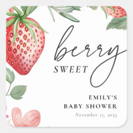 Berry Sweet Floral Baby Dusche Quadratischer Aufkleber