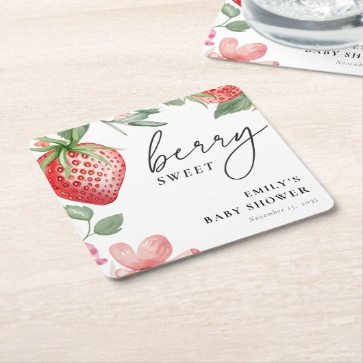 Berry Sweet Floral Baby Dusche Rechteckiger Pappuntersetzer (angewinkelt)