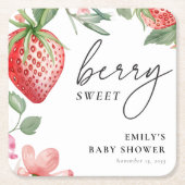 Berry Sweet Floral Baby Dusche Rechteckiger Pappuntersetzer (Vorderseite)