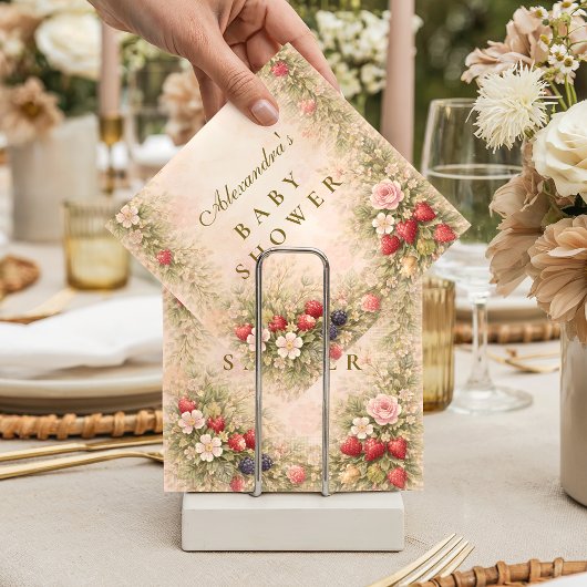 Berry Sweet Floral Baby Shower Serviette