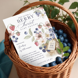 Berry Sweet Floral & Berry Basket Baby Dusche Einladung