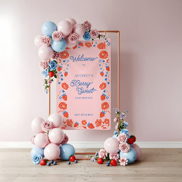 Berry Sweet Floral Strawberry Begrüßung Baby Dusch Banner