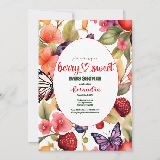 Berry Sweet Fruit Baby Dusche Einladung (Vorderseite)