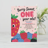 Berry Sweet Fun Erster Geburtstag Einladung (Stehend Vorderseite)