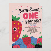 Berry Sweet Fun Erster Geburtstag Einladung (Vorne/Hinten)