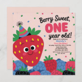 Berry Sweet Fun Erster Geburtstag Einladung (Vorne/Hinten)