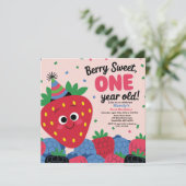 Berry Sweet Fun Erster Geburtstag Einladung (Stehend Vorderseite)