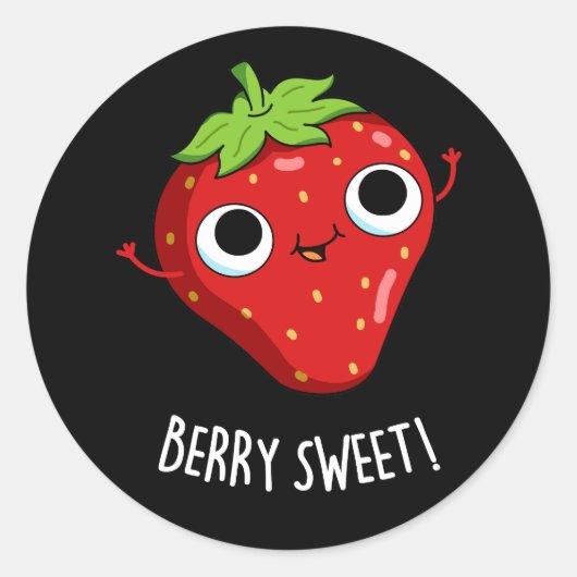 Berry Sweet Funny Strawberry Pun Dark BG Runder Aufkleber (Vorderseite)