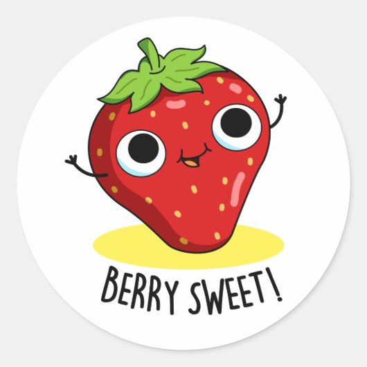 Berry Sweet Funny Strawberry Pun Runder Aufkleber (Vorderseite)