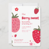 Berry Sweet Geburtstag mit Strawberry Einladung (Vorderseite)