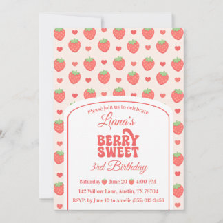Berry Sweet | Geburtstagsfeier für ein Erdbeermädc Einladung