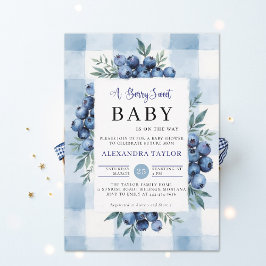 Berry Sweet Gingham Blueberries Baby Shower Einladung