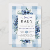 Berry Sweet Gingham Blueberries Baby Shower Einladung (Vorderseite)