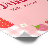 Berry Sweet Gingham Strawberry Baby Shower Drinks Poster (Ecke)