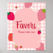 Berry Sweet Gingham Strawberry Baby Shower Favorit Poster (Vorne)