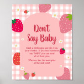 Berry Sweet Gingham Strawberry Say Baby nicht Poster (Vorne)