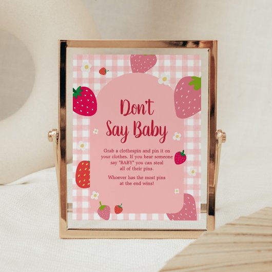 Berry Sweet Gingham Strawberry Say Baby nicht Poster