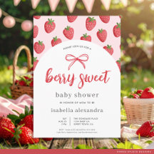 Berry Sweet Girl Pink Bow Strawberry Baby Dusche